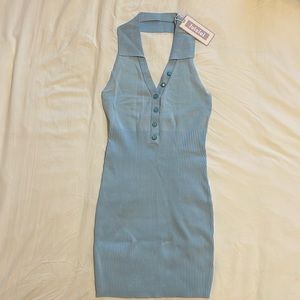 Baby Blue Knit Mini Dress